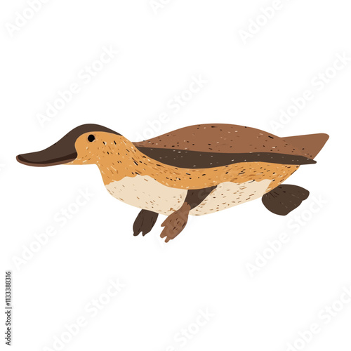 Minimalist flat illustration of a platypus, featuring a clean design isolated on a white background.

