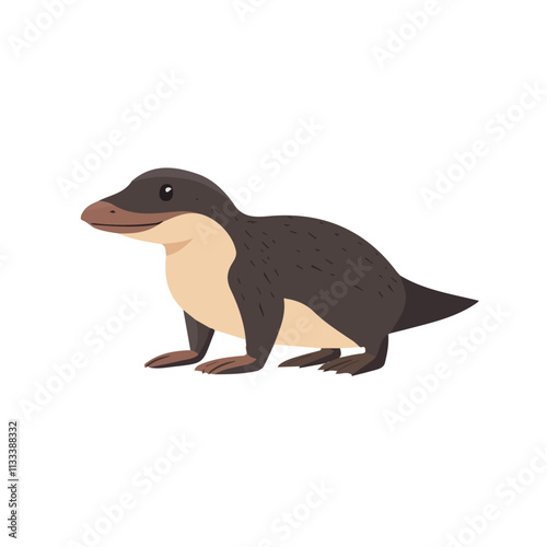 Minimalist flat illustration of a platypus, featuring a clean design isolated on a white background.


