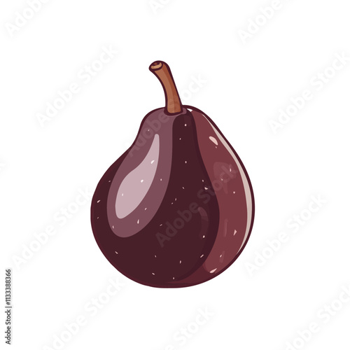 Minimalist flat illustration of a plum, featuring a clean design isolated on a white background.

