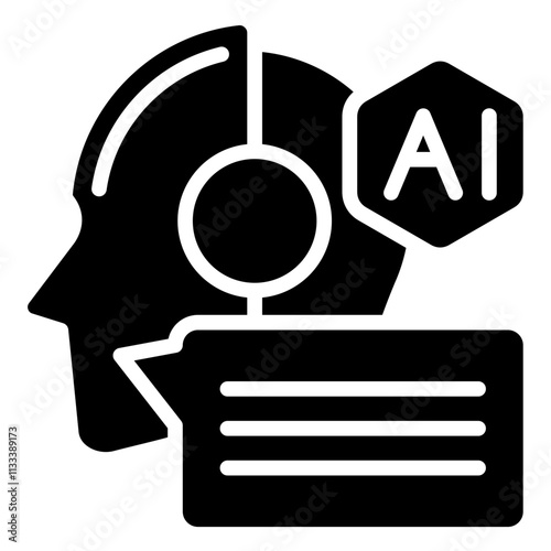 Solid Black Filled Chatbot vector contact us communication glyph icon