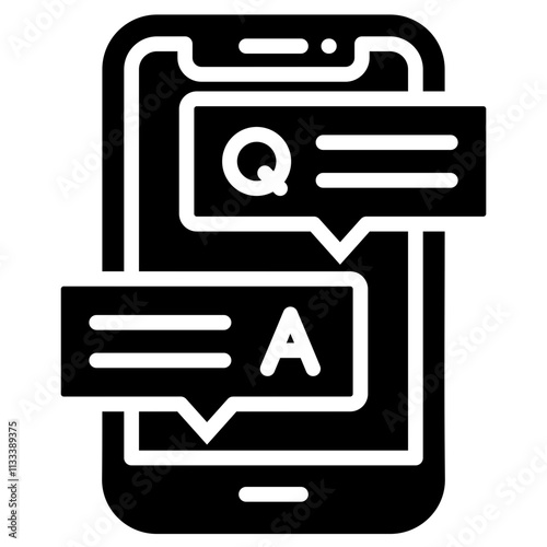 Solid Black Filled Q & A vector contact us communication glyph icon