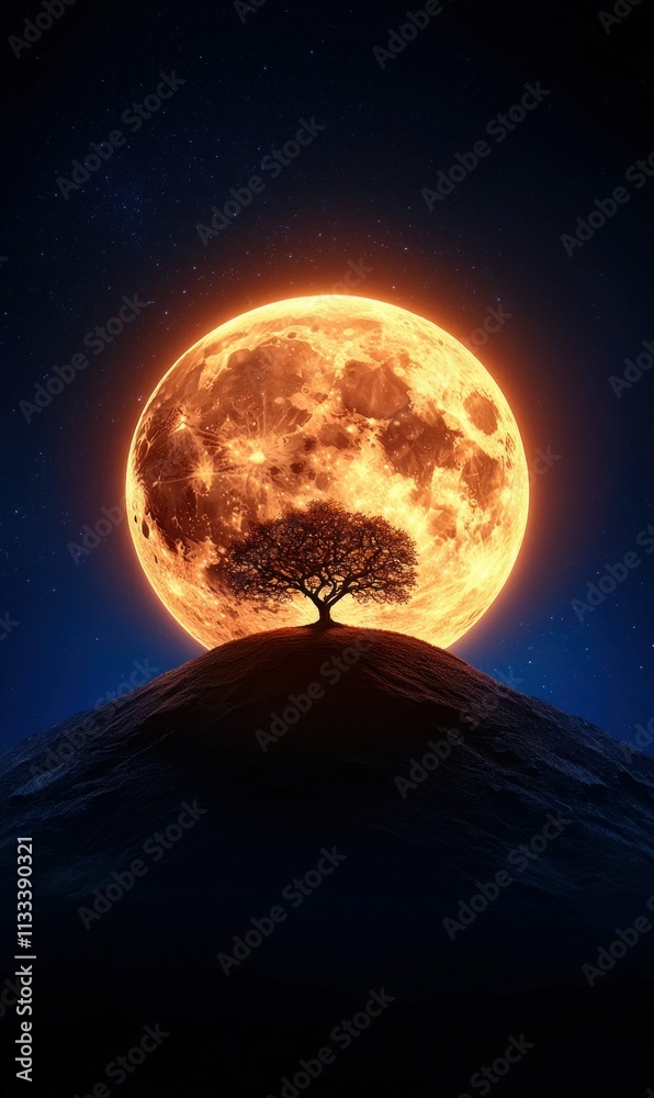 Lone Tree Against Full Moon Lone Tree Against Full Moon