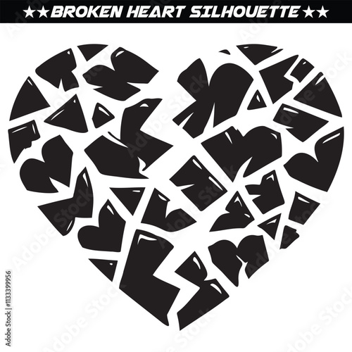 Broken heart silhouette design. valentines silhouette