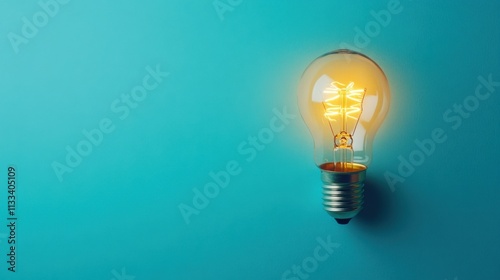 Rocket taking off with a light bulb on a blue background, showcasing a business growth and creativity concept