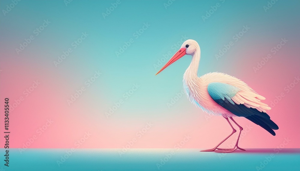 Pastel Stork in a Dreamy Setting Pastel Stork in a Dreamy Setting