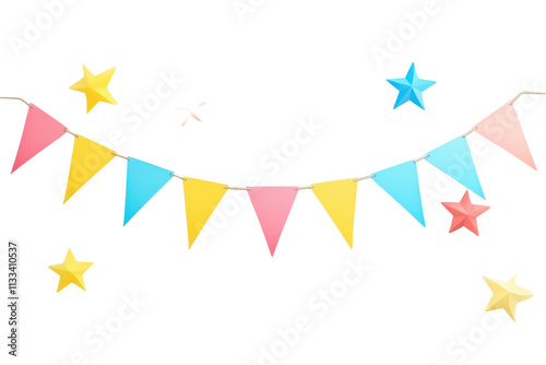 Fun 3D Party Banner Featuring Playful Patterns and Bright Colors, Ideal for Birthdays and Celebrations with Isolated on Transparent Background photo