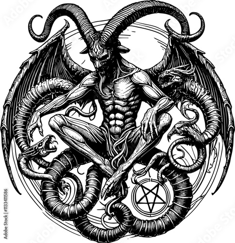 incubus isolated on white, devil illustration