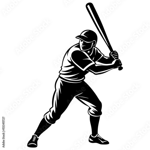 A baseball player with bat silhouette