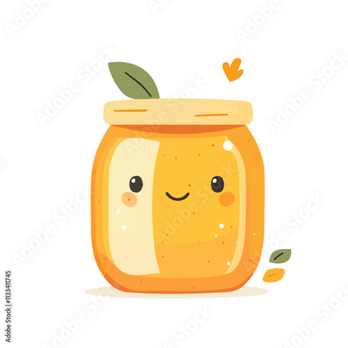 Minimalist flat illustration of honey, featuring a clean design isolated on a white background.