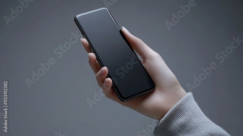 Close-Up of Hand Holding Smartphone on Black Background

 photo