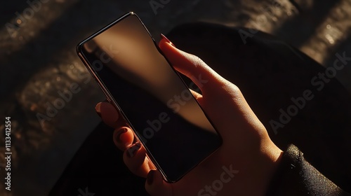 Close-Up of Hand Holding Smartphone on Black Background

 photo