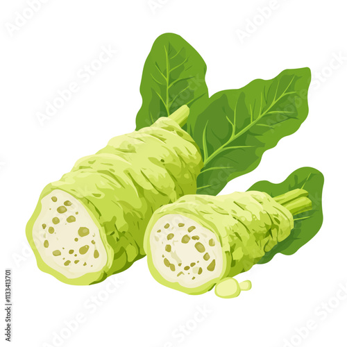 Minimalist flat illustration of wasabi, featuring a clean design isolated on a white background.