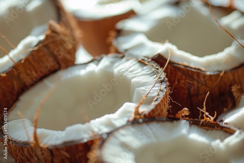 coconut slices and candies. photo