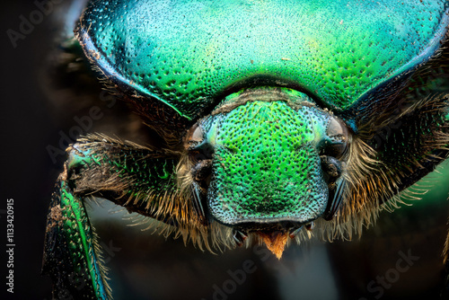 Extreme macro shot of a rose chafer beetle (Cetonia aurata)