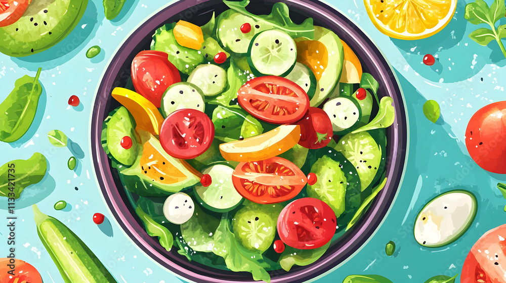 A vibrant and healthy mix of fresh vegetables in a bowl. Perfect for a light and nutritious meal. A vibrant and healthy mix of fresh vegetables in a bowl. Perfect for a light and nutritious meal.