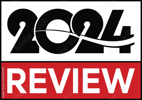 2024 year review isolated on blue background. Creative design.