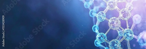 Digital futuristic DNA helix representation with glowing blue molecules on soft gradient background ideal for science, technology illustrations and educational materials with vibrant modern style