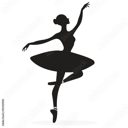 ballet dancer silhouette isolated on white background flat