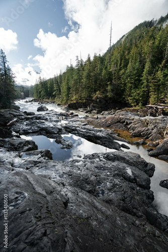 Ha'uukmin Tribal Park Waterfall - Tofino, Clayoquot Sound, Vancouver Island, British Columbia, Canada photo