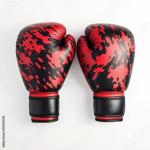 Bold Red and Black Boxing Gloves on White Background photo