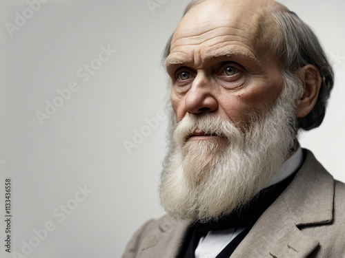 image of charles darwin portrait on white background isolated theory of evolution