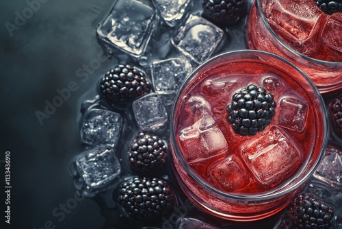 Refreshing blackberry cocktail served over ice in stylish glasses with berries