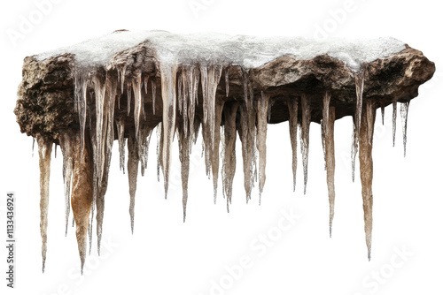 Stunning Stalactite Hanging Down in Cave with isolated on transparent background photo