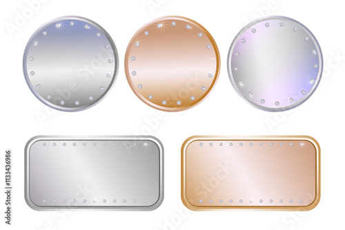 vector silver and gold buttons emblem or watch dial