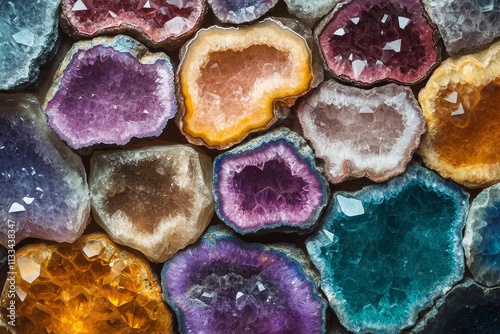 Colorful natural crystals arranged in a stunning display of geological beauty