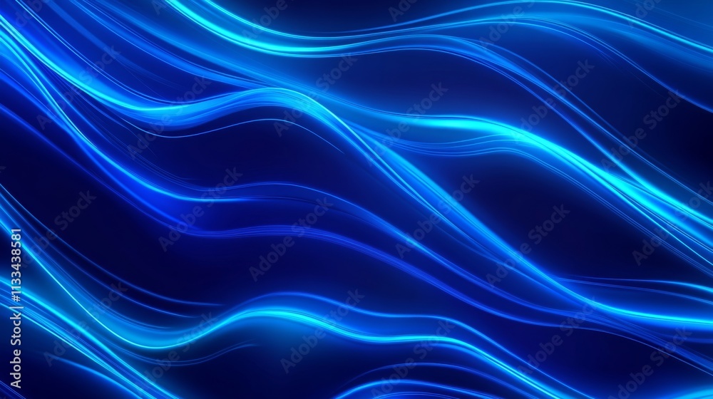 Fototapeta premium Blue wave with a white line in the middle. The wave is very long and has a lot of detail