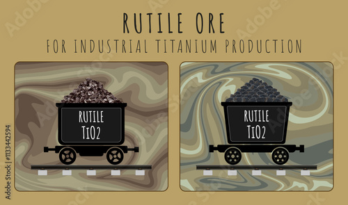 Vector illustration of Rutile. ORE FOR INDUSTRIAL PRODUCTION OF TITANIUM