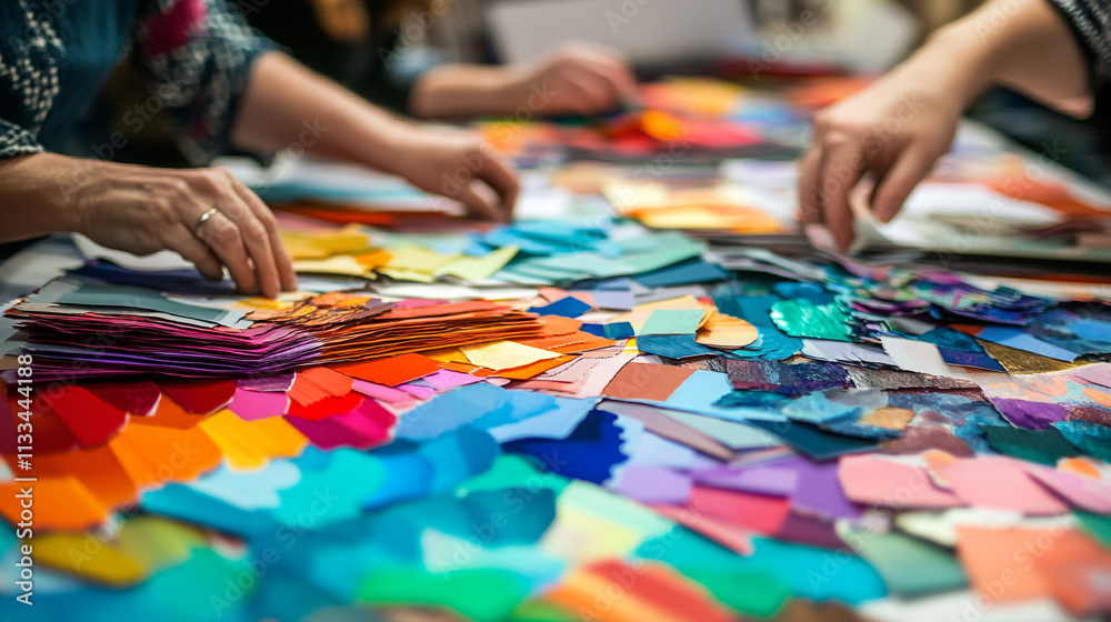 Obraz premium Colorful Paint Swatches Design Samples Color Palette Creative Project Interior Design