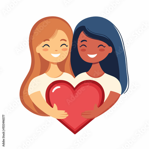 Empowering women with female symbol and heart avatar cartoon illustration photo