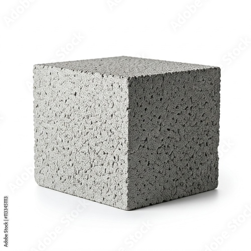 Single concrete block paving isolated on white, solid fireproof clay brick used for the construction of fireplaces and stoves, on an isolated white background, red brick isolated on white photo