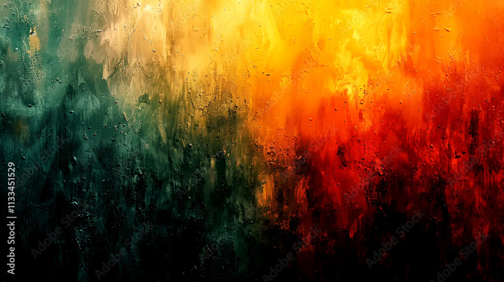 Fototapeta premium Vibrant abstract artwork displaying hues of orange, red, and deep green tones