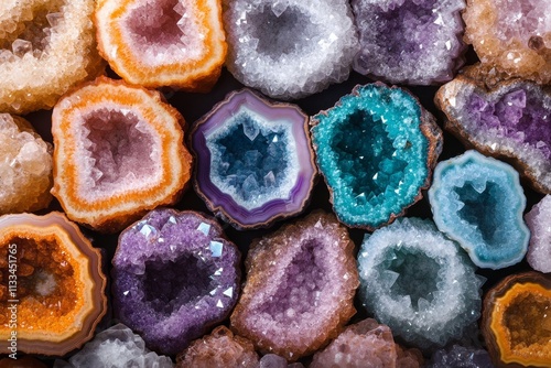 Colorful natural crystals arranged in a stunning display of geological beauty