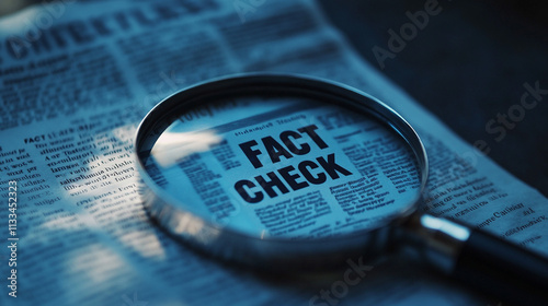 Fact Check  Magnifying Glass on Newspaper Article