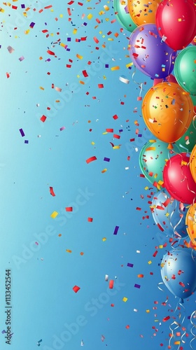 Colorful balloons and confetti create a festive atmosphere for a celebration
