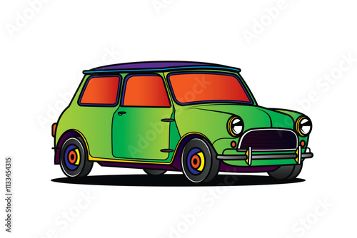 Racing retro car. Original vector illustration in vintage style.