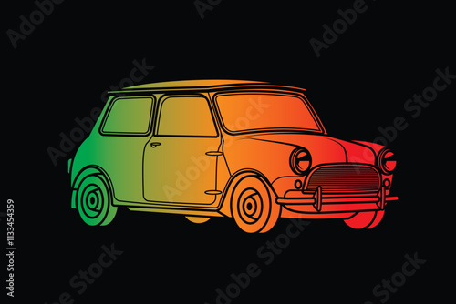 Racing retro car. Original vector illustration in vintage style.