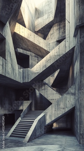 Unique architectural design featuring complex concrete structures in a modern...