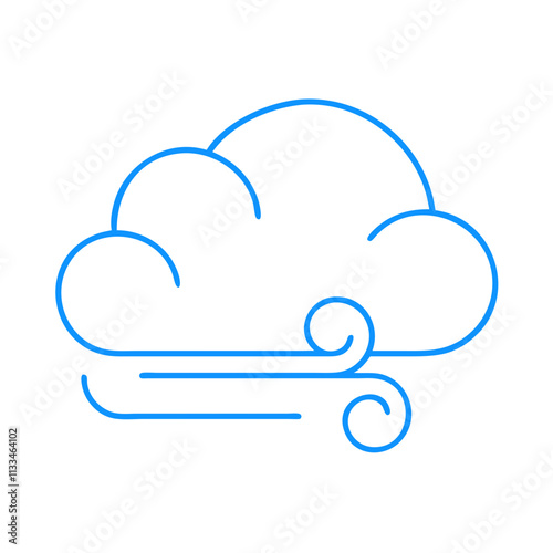 blue cloud with swirling wind lines, representing breezy weather. cloud computing concept