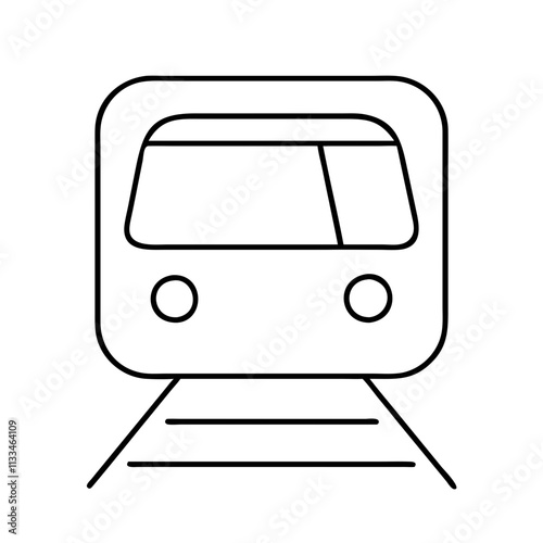 A simple black outline of a train from a front view, representing transportation, 