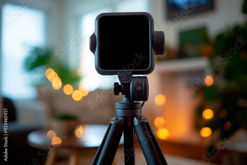 Influencer capturing videos with an advanced smartphone for their social media updates. photo