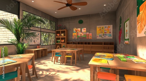 Wallpaper Mural Bright and Inviting Modern Classroom with Colorful Decor and Light Torontodigital.ca