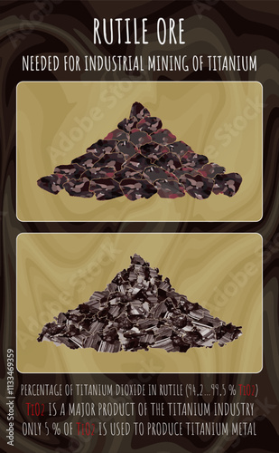 Vector illustration of Rutile. ORE FOR INDUSTRIAL PRODUCTION OF TITANIUM