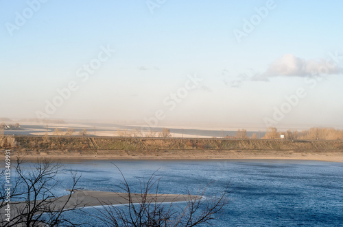 dust storm in the dnipro river 2024 decemder 13  photo