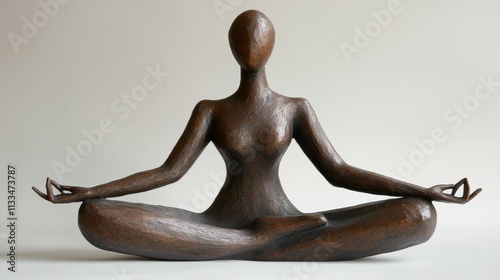 Dark brown figure, seated, meditative pose.