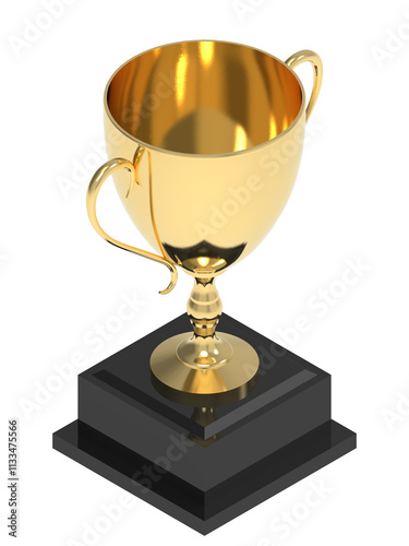 Golden trophy cup isolated on transparent background png