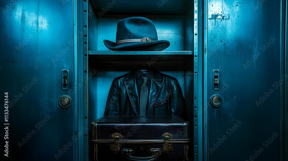 Obraz premium Stylish locker filled with vintage clothing and fashionable accessories waiting for an adventure